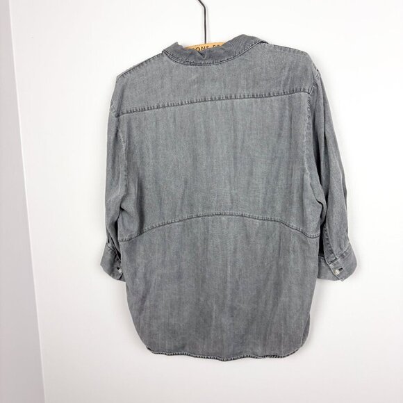 ZARA Woman Premium Denim Collection Grey V-Neck Blouse XS - Picture 4 of 5